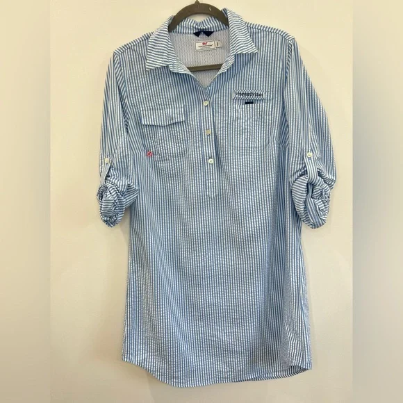 Vineyard Vines Blue Striped Swim Coverup - Picture 2 of 12